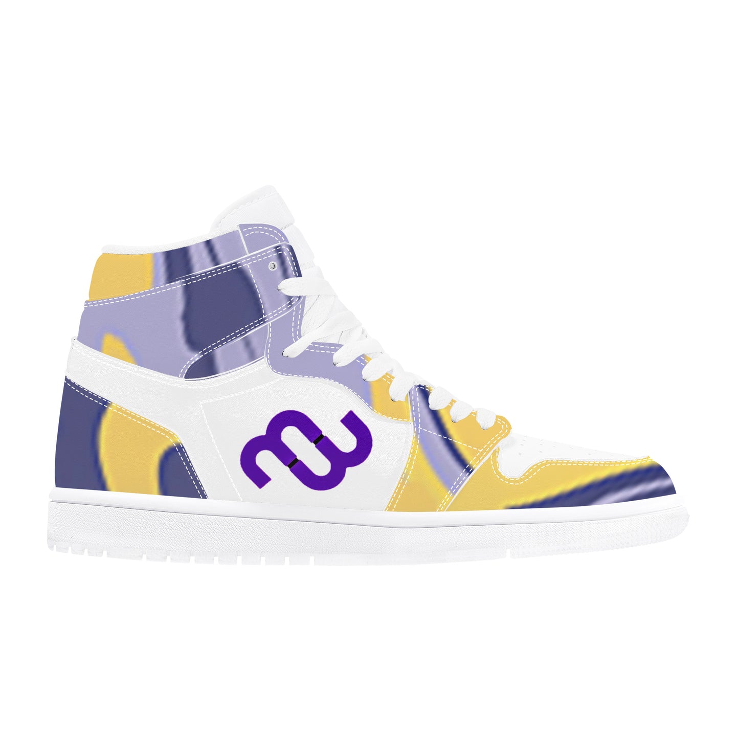 Money Bushae D17 High Top Synthetic Leather Sneaker purple yellow