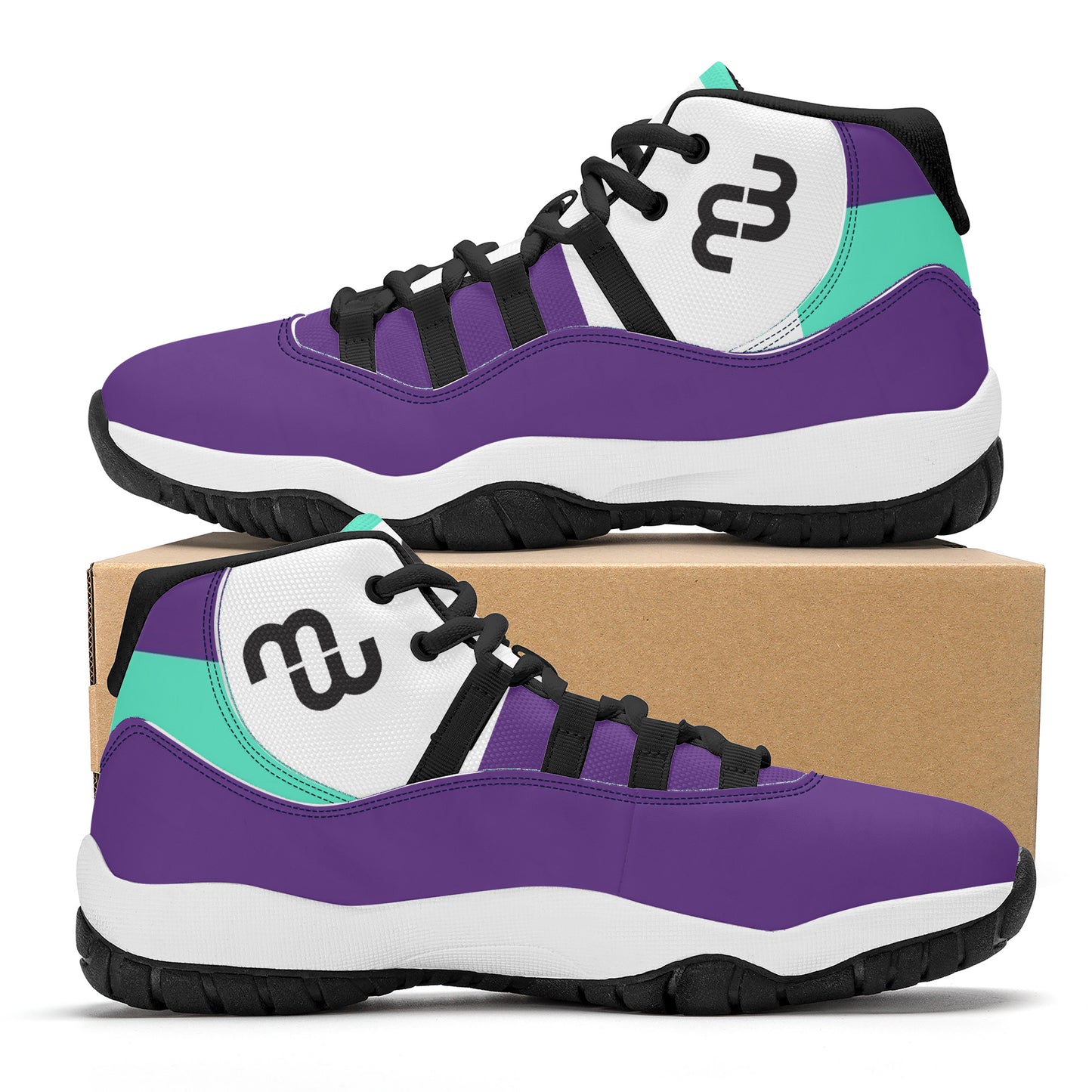 Money Bushae SF_S38 High Top Air Retro Sneakers - purple and turquoise