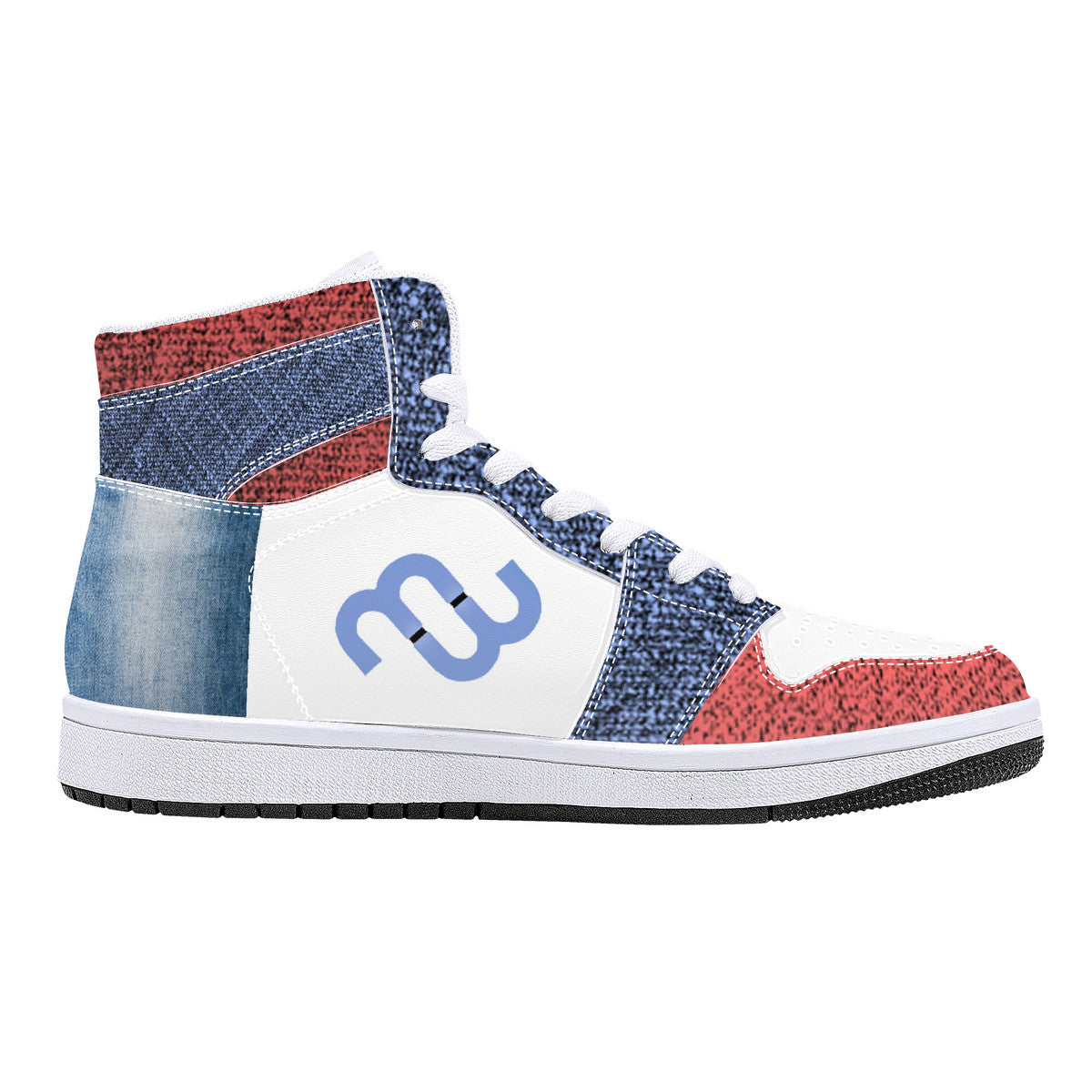 Denim Money Bushae D16 High-Top Synthetic Leather Sneakers - White