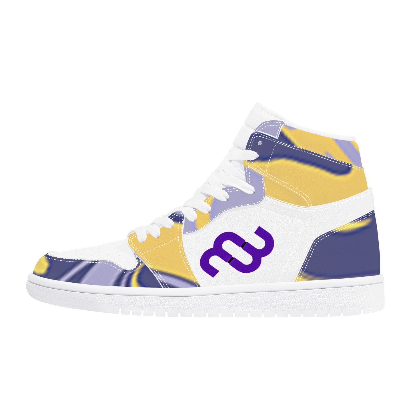 Money Bushae D17 High Top Synthetic Leather Sneaker purple yellow