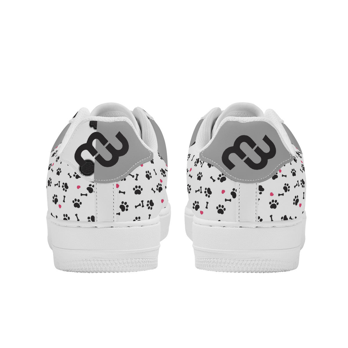 Money Bushae SF_F8 Low Top Unisex Sneaker puppy paws white and grey