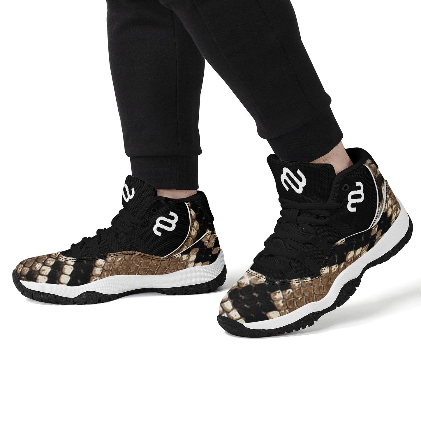 Money Bushae Snake skin SF_S38 High Top Air Retro Sneakers - Black