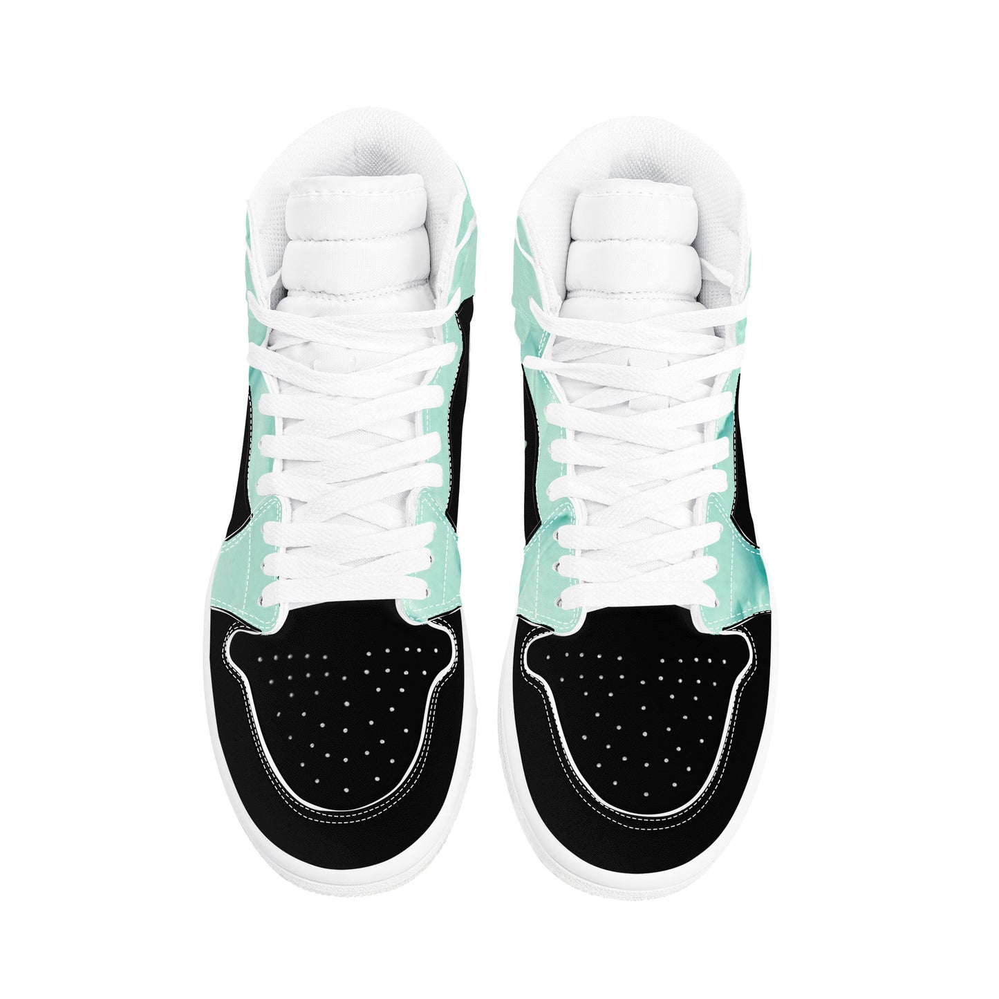 Money Bushae D17 High Top Synthetic Leather Sneaker Black and Mint green