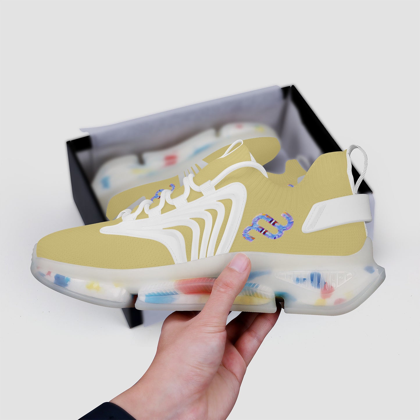 Money Bushae SF_S35 Air Max React Sneakers - White mustard